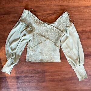 BB DAKOTA OFF THE SHOULDER MINT TOP